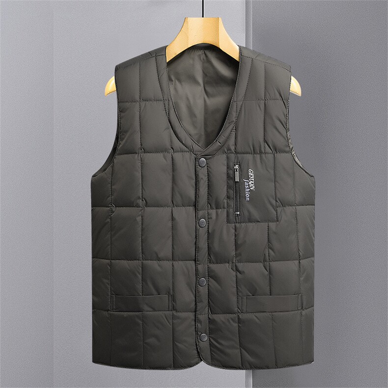2023新款男士宽松免烫休闲羽绒马甲冬季中年加厚保暖爸爸装外套，男装背心/马甲，电商B212（原钱塘6029）