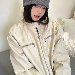 2026秋季立领皮衣 C7038-TP80 128 复古美式男女同款帅气夹克图片