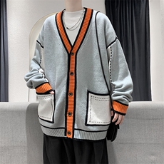 2021港风模特ins街头潮酷男士中性风毛衣针织开衫外套XJ206P95，男装针织衫/毛衣，电商A089-1