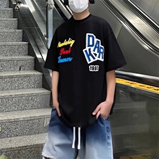 万针全刺绣工艺抖音得物高品质260克重磅纯棉双纱美式高街短袖T恤，男装T恤，电商A486