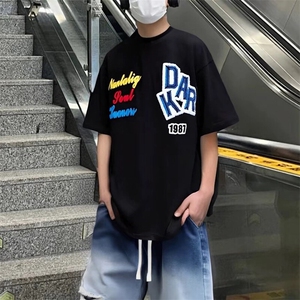 万针全刺绣工艺抖音得物高品质260克重磅纯棉双纱美式高街短袖T恤图片