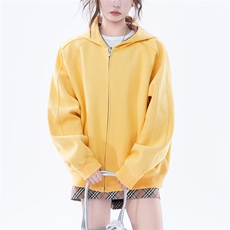 连帽开衫宽松卫衣简约韩系格子撞色宽松百搭情侣男女同款秋外套潮，女装短外套，星座613