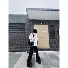 美式高街解构小众设计高级感痞帅微喇叭西裤X251-P45，男装休闲裤，星座1109-3