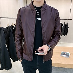 春秋韩版潮流帅气修身PU皮衣男短款青年皮夹克机车服外套813-P55图片