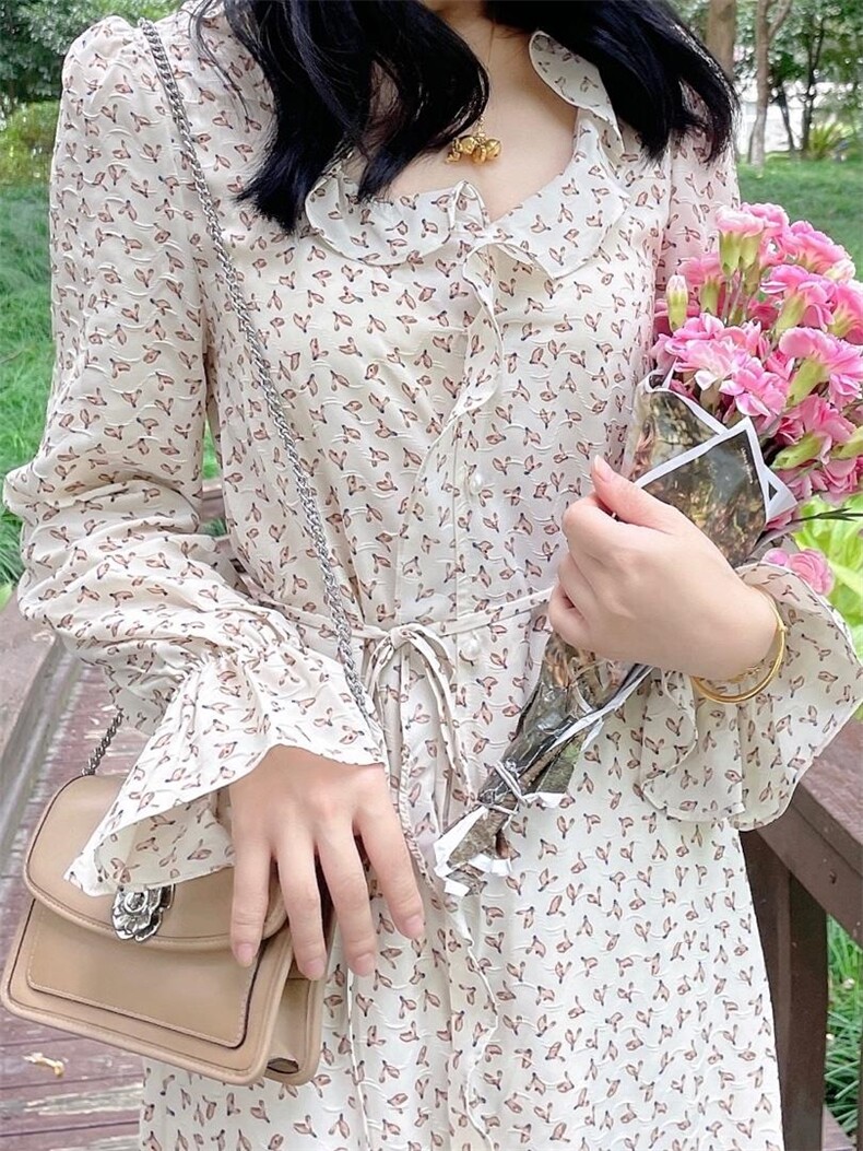 【现货】荷叶边碎花连衣裙，女装连衣裙，ONE(2F)