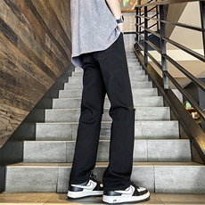 夏季破洞新款牛仔裤男宽松直筒美式高街cleanfit裤子10877-p42，男装牛仔裤，星座1008