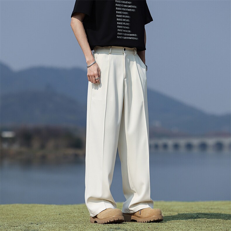 冰丝垂感阔腿西裤2025夏季薄款男士宽松直筒休闲长裤子，男装西裤，星座610（原A335）