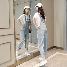 25春夏牛仔背带裤女浅色阔腿宽松哈伦显瘦减龄小个子连体裤九分裤,女装套装/套裙,布衣桑, 25春夏牛仔背带裤女浅色阔腿宽松哈伦显瘦减龄小个子连体裤九分裤,女装套装/套裙,布衣桑,