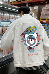 2025春季港风大码印花情侣牛仔夹克外套JK551-P6588图片