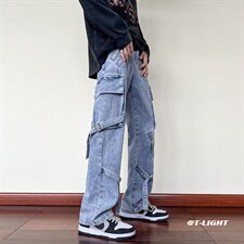 B221秋冬新款美式ins高街小众休闲工装牛仔裤子LK22069-P75控98，男装牛仔裤，电商B221