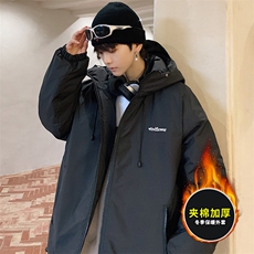 2024冬上新港风男加绒加厚连帽棉衣冲锋衣棉服外套男装JK2800P95，男装棉衣，电商A086