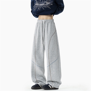 春季新款时尚华棉320g重磅撞色明线显瘦弯刀裤男K24149-特P33控65图片