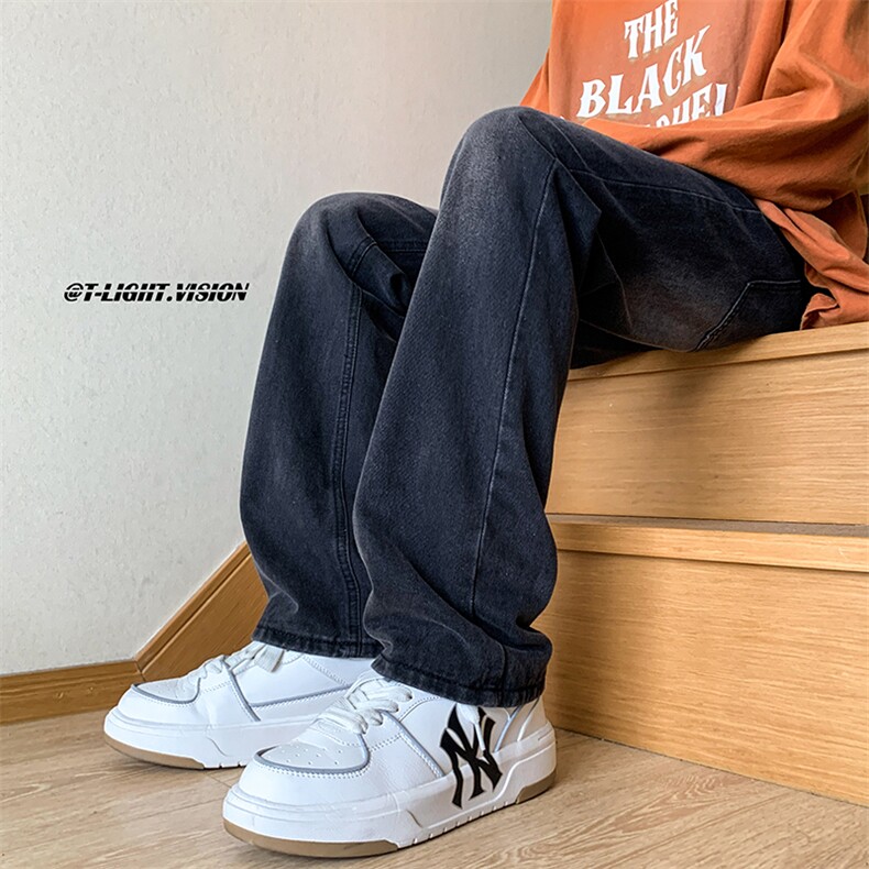 B221美式ins高街小众百搭纯色微喇牛仔裤LK22087-P55控78,男装牛仔裤,电商B221