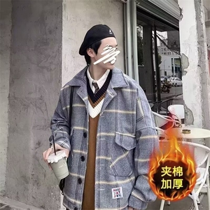 1506-1/G24060/P68百搭宽松格子毛呢夹克上衣1图片