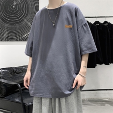 YT26293-P30亚麻短袖t恤男大码五分袖男宽松七分袖大皂风模特，男装T恤，电商A040