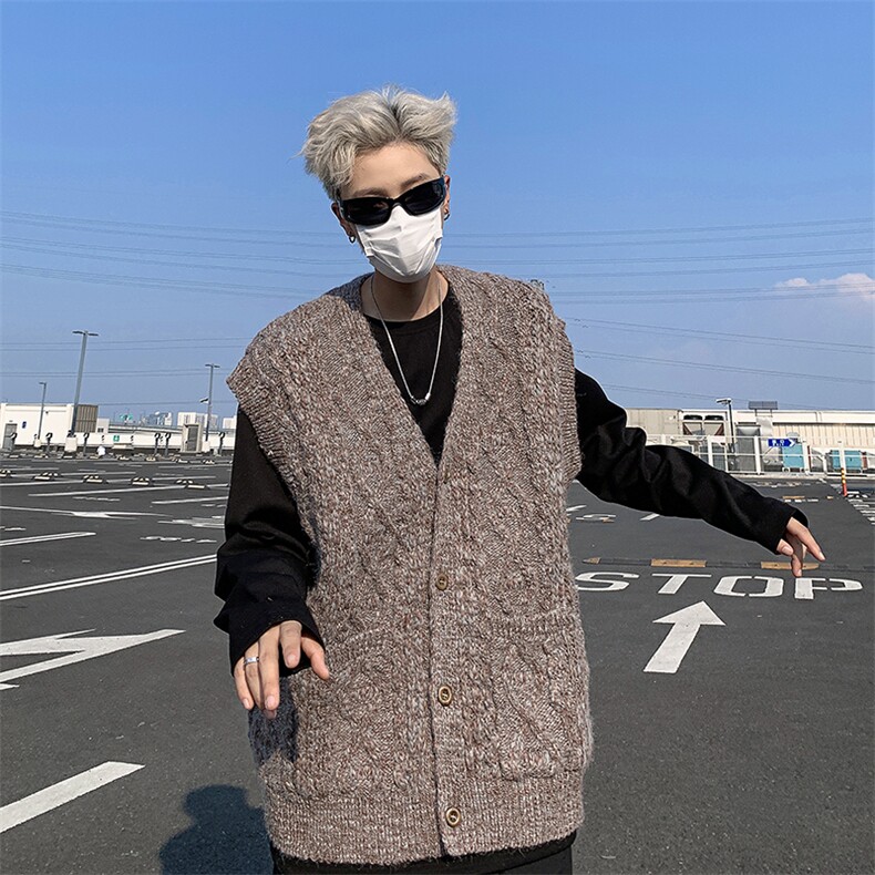 港风潮流针织衫男bf情侣学院风毛织背心无袖坎肩马甲MY0568-P60，男装背心/马甲，星座308B-2