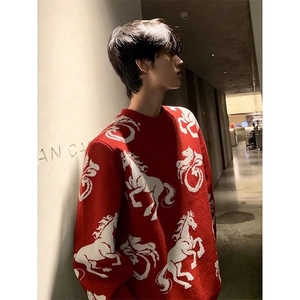 AA1961 P45马年有钱毛衣男女冬季圆领内搭毛线衣针织衫图片