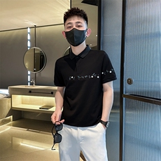 抖音2025夏季短袖T恤翻领小花刺绣翻领Polo衫T0264-P48，男装T恤，电商D342