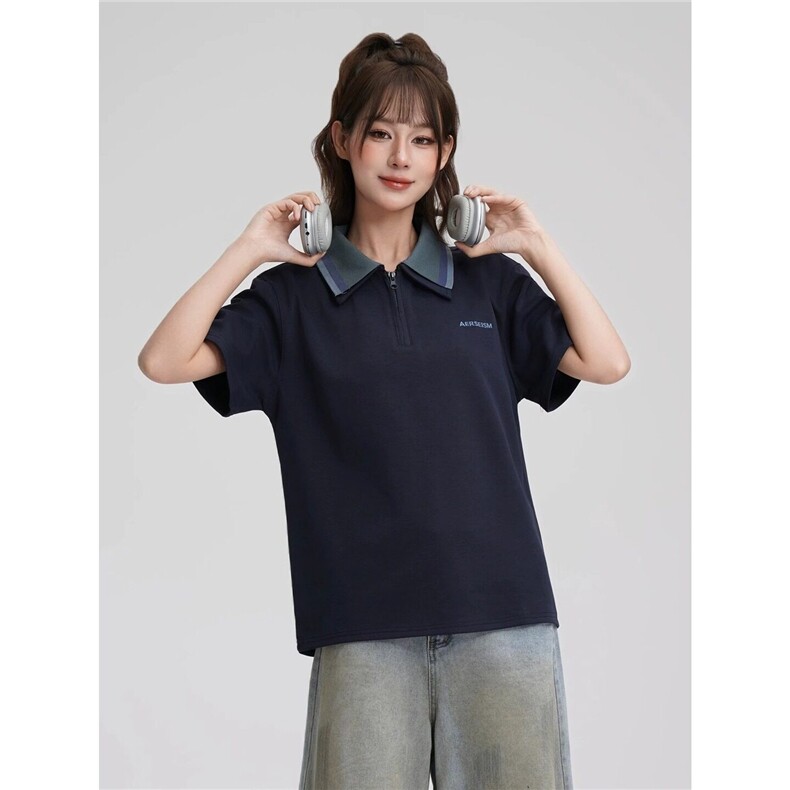 网图现货翻领短袖休闲撞色夏季透气舒适短袖中生校服RN748-P45,男装T恤,星座1005-4