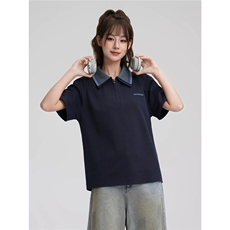 网图现货翻领短袖休闲撞色夏季透气舒适短袖中生校服RN748-P45，男装T恤，星座1005-4