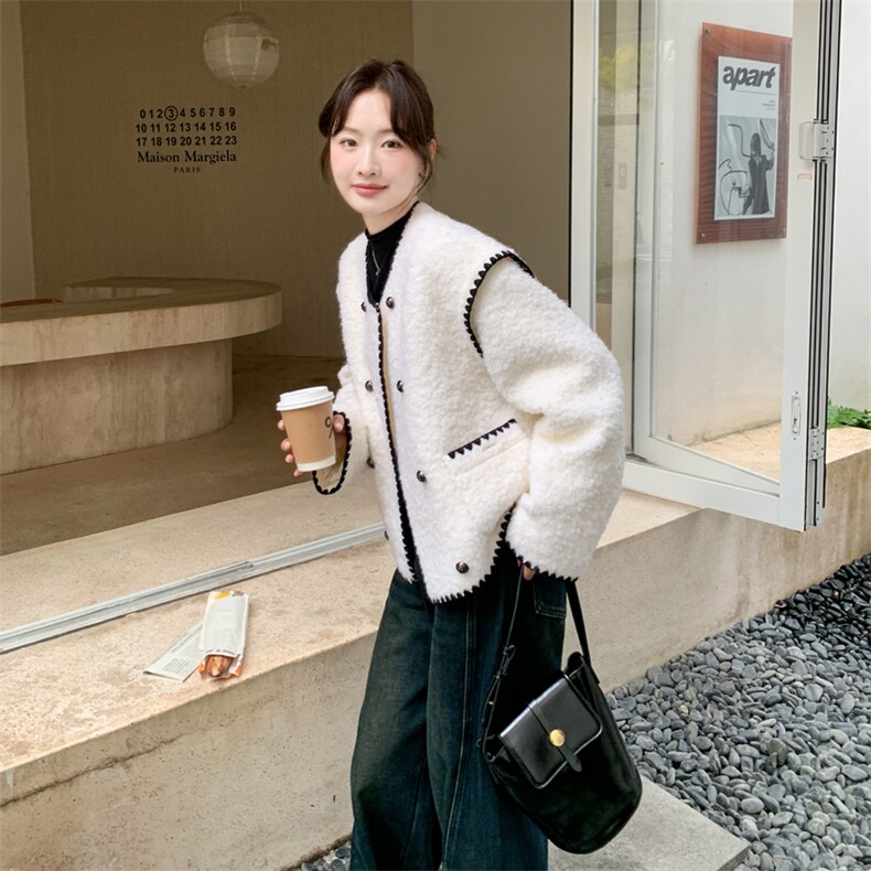 现货-2025年冬季新款90白鸭绒保暖小香风羊毛羽绒服外套女,女装羽绒服,霓裳依族