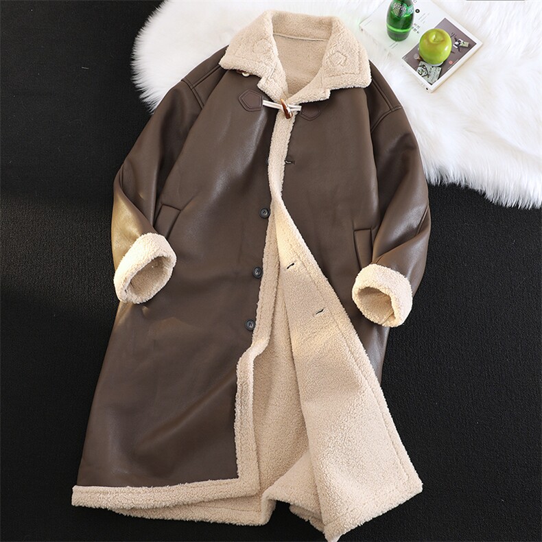 毛毯风2024冬季保暖外套皮毛一体加厚长款翻领风衣8908p325，男装夹克，电商A203-1