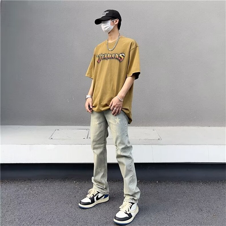 美式牛仔裤男春秋新款休闲直筒裤T1634P40图片