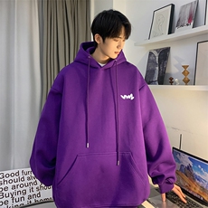 港风新款INS时尚百搭宽松落肩袖连帽卫衣JK23380-特批35-控58，男装卫衣，星座605(原A050)