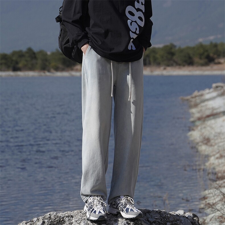 直筒男春秋季宽松美式高街休闲做旧牛仔裤XZ225-3-CK826-P55控72,男装牛仔裤,星座225-3