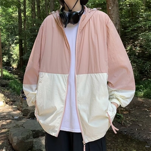 时尚防晒服拼色美式防紫外线薄款情侣装外套UPF50+凉感男士防晒衣图片