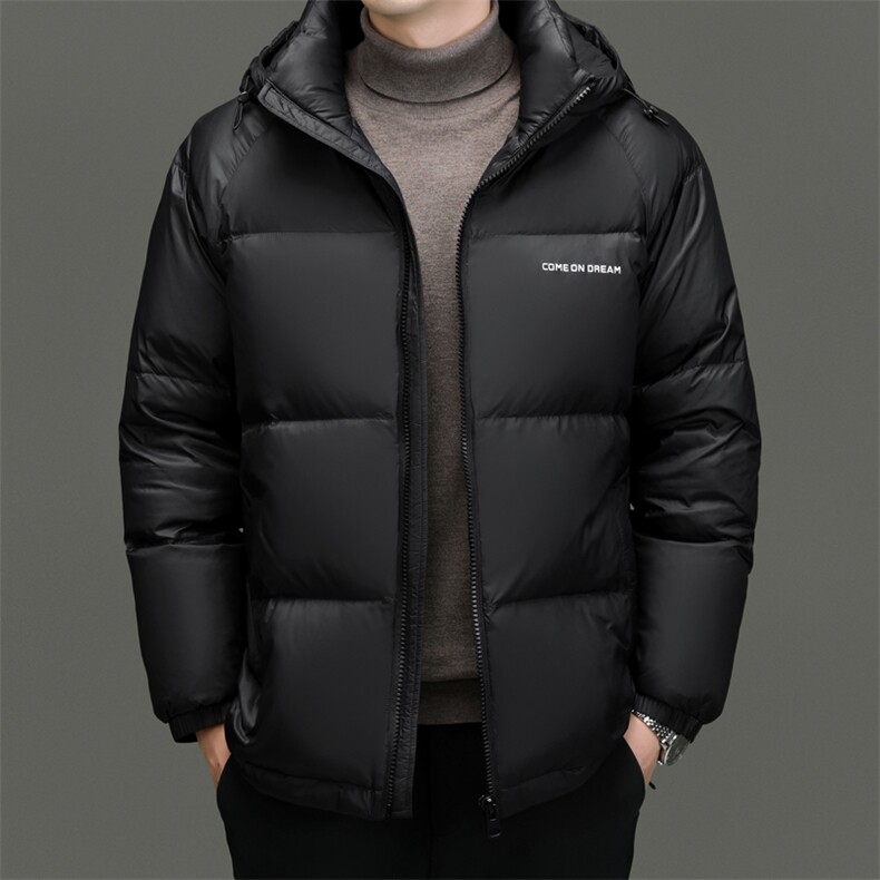 羽绒服男士2024冬季新款潮流简约上衣休闲加厚保暖连帽外套男装图片