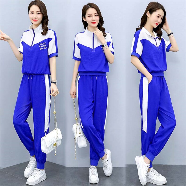 休闲时尚运动服套装2025新款女装夏款妈妈短袖漂亮减龄洋气两件套，女装套装/套裙，众宇琦