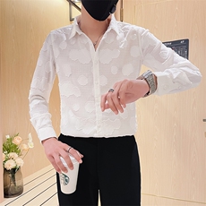 咖男士秋季新款痞帅工艺纯色长袖衬衫男修身衬衣301A-1/H507/P60，男装衬衫，星座301A-1