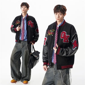 M-6XL 加大码美式重工刺绣棒球服外套 5872特P95控149图片