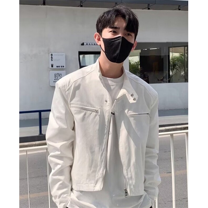 休闲短款夹克外套男春夏小众双头拉链设计感垫肩上衣J125,男装夹克,星座1116A（原606A-3）