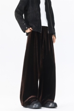 8XL-M加绒美拉德宽松金丝绒阔腿裤垂感拖地裤K993P55加绒65控78，男装卫衣，电商D206-1