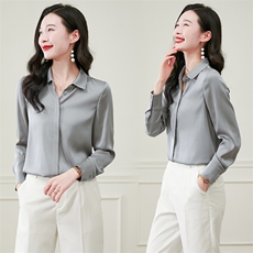 纯色重磅真丝衬衫女长袖2026新款春季中年妈妈显瘦真丝上衣小衫，女装衬衫，阿舍尔精品