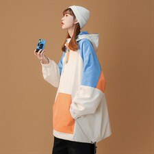 ！秋季新品多色宽松拼色嘻哈带帽休闲夹克外套-G570-P75控88，男装夹克，A247A
