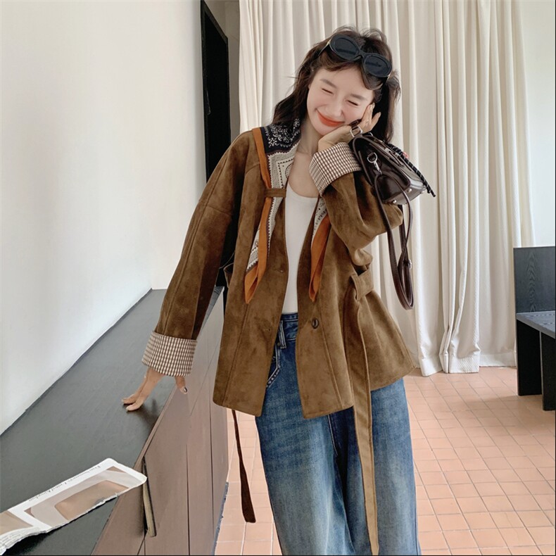 25秋季设计感系带鹿皮绒短外套6518-P175-K258,女装短外套,2C317