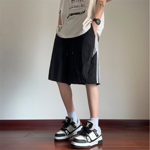 抖音品质夏季新款冰丝条纹宽松休闲五分裤B315-K24186-特p25控48图片