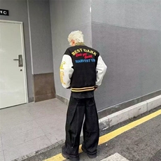 vibe简约棒球领美式刺绣棒球服外套春秋宽松潮长袖JV77，男装夹克，星座1116A（原606A-3）