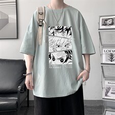 YT26176-P30亚短袖t恤男大码五分袖男宽松七分袖港风模特，男装T恤，电商A040