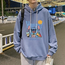 WY2077-P35加绒款-P40纯棉连帽卫衣男大码运动帽衫宽松薄外套男，男装卫衣，电商A040