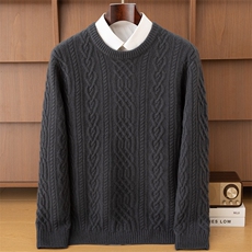 2025年秋季新款老钱风加厚圆领针织男士羊绒衫时尚休闲通勤百搭，男装羊绒套衫，鼎坤羊绒