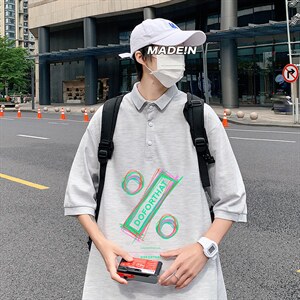 PL57171-P35 翻领短袖polo衫男大码胖子半袖t恤男有领保罗衫 模特图片