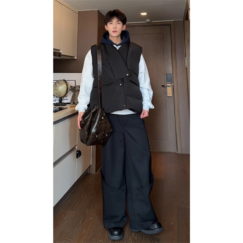 冬季新款棉衣马甲美式复古潮流高级感痞帅无袖外套HY684TP75,男装棉衣,电商A102B