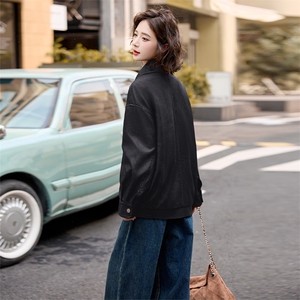 美拉德皮衣外套女早秋学院风棕色皮衣美式痞帅皮夹克2024新款高级图片