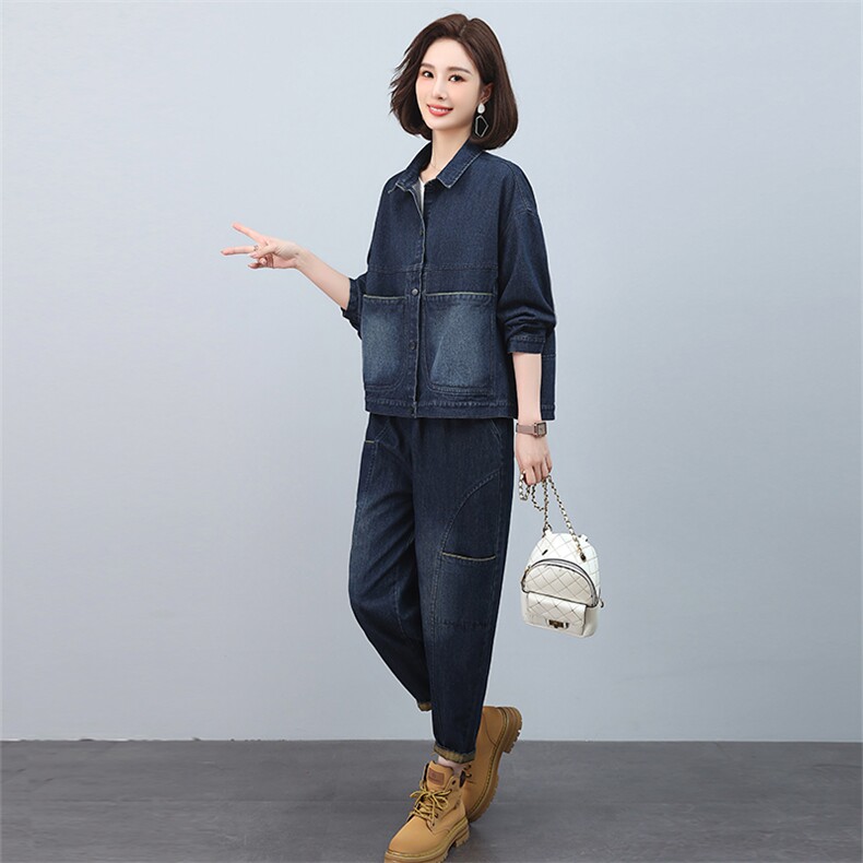 时尚牛仔套装女宽松显瘦休闲两件套6529-529,女装套装/套裙,叶笙衣