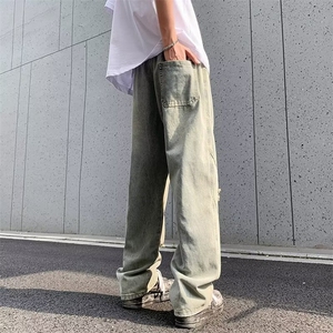 热销款松紧腰牛仔裤男士水洗休闲裤宽松直筒阔腿长裤男/9002/P52图片