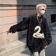 美式软糯毛衣男仿貂绒休闲百搭慵懒风情侣宽松针织衫男M560/P55，男装针织衫/毛衣，星座506